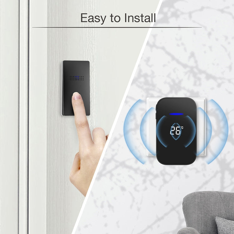 C302B One to Two Home Wireless Doorbell Temperature Digital Display Remote Control Elderly Pager, EU Plug, UK Plug, US Plug