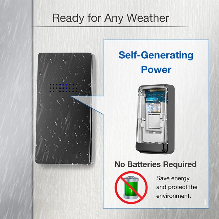 C302B One to Two Home Wireless Doorbell Temperature Digital Display Remote Control Elderly Pager, EU Plug, UK Plug, US Plug