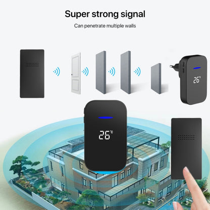 C302B One to Two Home Wireless Doorbell Temperature Digital Display Remote Control Elderly Pager, EU Plug, UK Plug, US Plug