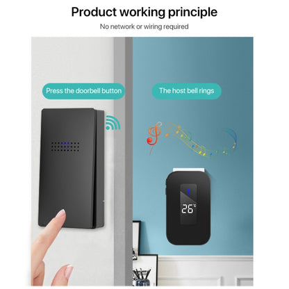 C303B One to Two Home Wireless Doorbell Temperature Digital Display Remote Control Elderly Pager, US Plug, UK Plug, EU Plug