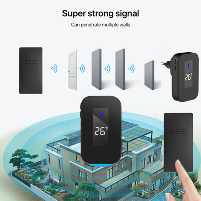 C303B One to Two Home Wireless Doorbell Temperature Digital Display Remote Control Elderly Pager, US Plug, UK Plug, EU Plug