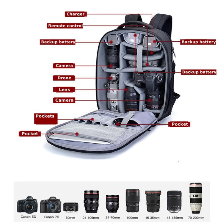 CADeN W9 Travel Lens Pouch Bag Drone Camera Backpack Bag