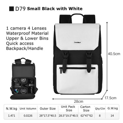 Cwatcun D79 Camera Backpack Multi-Functional Camera  Dual Shoulders Bag, 40.5 x 28 x 17.5cm Small, 43.5 x 30.5 x 18cm Large