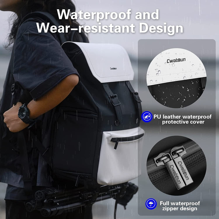 Cwatcun D79 Camera Backpack Multi-Functional Camera  Dual Shoulders Bag, 40.5 x 28 x 17.5cm Small, 43.5 x 30.5 x 18cm Large