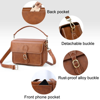 Cwatcun D80 Retro Leather Camera Shoulder Bag, 22 x 16 x 12cm Faux Leather Small, 25.5 x 18.5 x 12.5cm Faux Leather Medium, 25.5 x 18.5 x 12.5cm Cow Leather Medium
