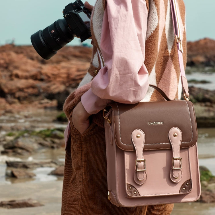Cwatcun D81 Retro Camera Crossbody Bag Vintage PU Leather Waterproof Camera Handbag