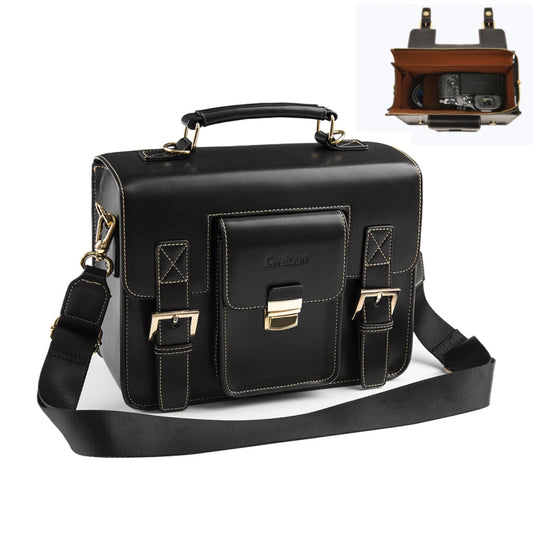 Cwatcun D83 Vintage Small Camera Case Leather Camera Messenger Bag, 24 x 17 x 12cm, 30 x 21.5 x 12.5cm
