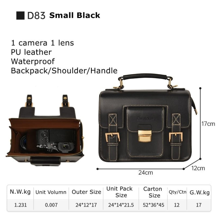 Cwatcun D83 Vintage Small Camera Case Leather Camera Messenger Bag, 24 x 17 x 12cm, 30 x 21.5 x 12.5cm