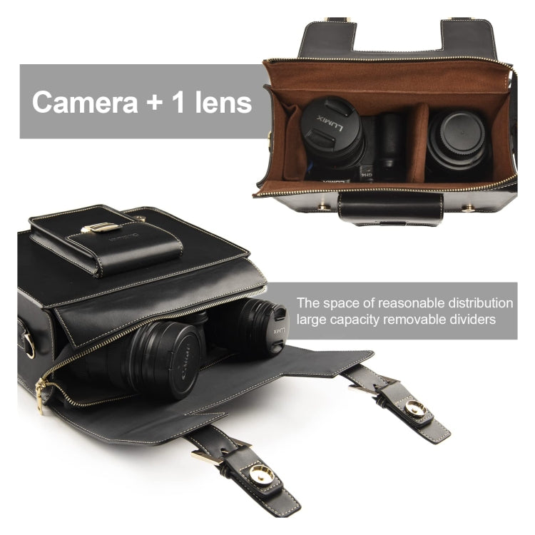 Cwatcun D83 Vintage Small Camera Case Leather Camera Messenger Bag, 24 x 17 x 12cm, 30 x 21.5 x 12.5cm