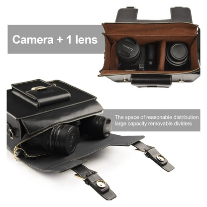 Cwatcun D83 Vintage Small Camera Case Leather Camera Messenger Bag, 24 x 17 x 12cm, 30 x 21.5 x 12.5cm