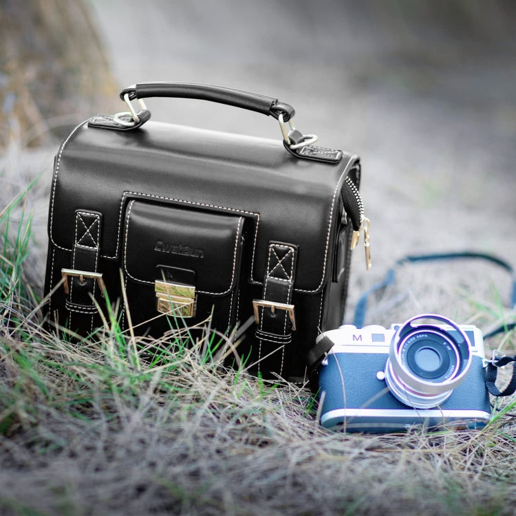 Cwatcun D83 Vintage Small Camera Case Leather Camera Messenger Bag, 24 x 17 x 12cm, 30 x 21.5 x 12.5cm