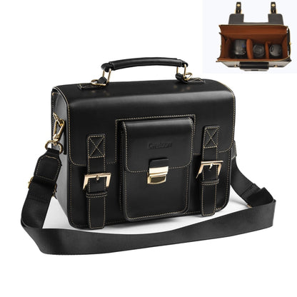 Cwatcun D83 Vintage Small Camera Case Leather Camera Messenger Bag, 24 x 17 x 12cm, 30 x 21.5 x 12.5cm