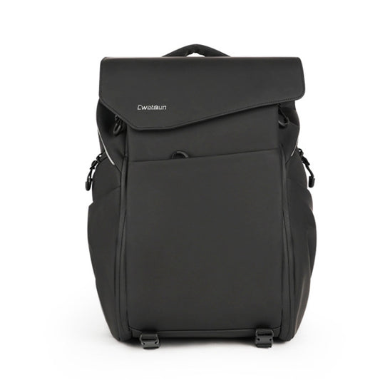Cwatcun D89 Camera Backpack Waterproof Leather Film 15.6 Laptop Sleeve Bag, 43.5 x 33 x 22.5cm