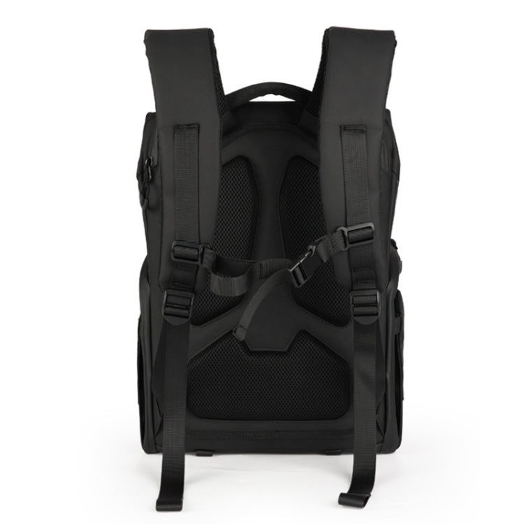 Cwatcun D89 Camera Backpack Waterproof Leather Film 15.6 Laptop Sleeve Bag, 43.5 x 33 x 22.5cm