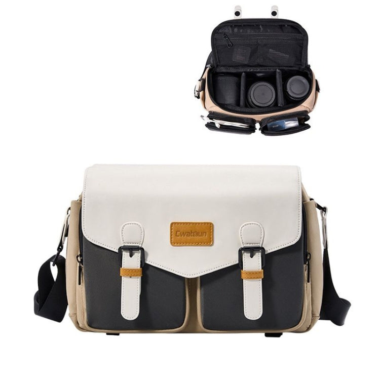 Cwatcun D99 Contrast Color Single Shoulder Camera Bag Outdoor Camera Bag Professional Crossbody Handbag, 25.5 x 10.5 x 18cm Medium, 32.5 x 14.5 x 21.5cm Large