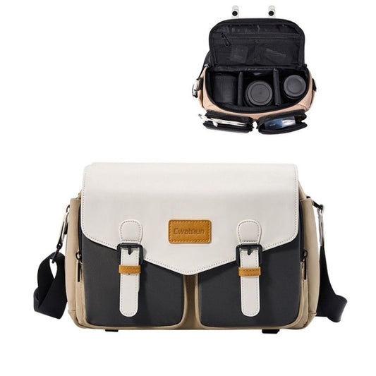 Cwatcun D99 Contrast Color Single Shoulder Camera Bag Outdoor Camera Bag Professional Crossbody Handbag, 25.5 x 10.5 x 18cm Medium, 32.5 x 14.5 x 21.5cm Large