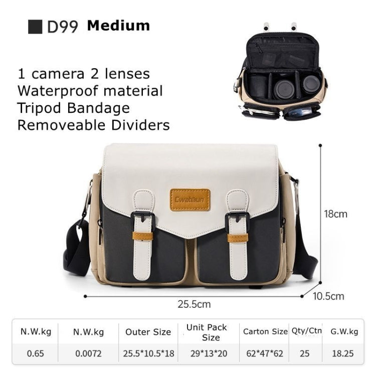 Cwatcun D99 Contrast Color Single Shoulder Camera Bag Outdoor Camera Bag Professional Crossbody Handbag, 25.5 x 10.5 x 18cm Medium, 32.5 x 14.5 x 21.5cm Large
