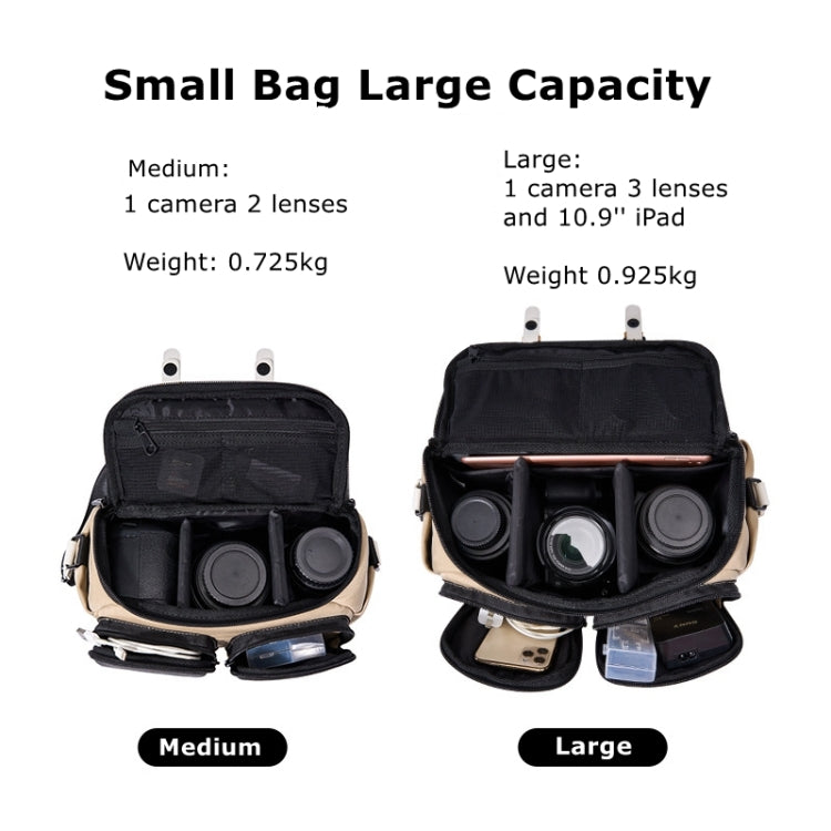Cwatcun D99 Contrast Color Single Shoulder Camera Bag Outdoor Camera Bag Professional Crossbody Handbag, 25.5 x 10.5 x 18cm Medium, 32.5 x 14.5 x 21.5cm Large