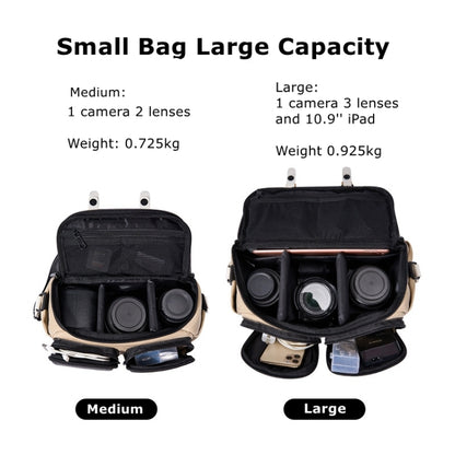 Cwatcun D99 Contrast Color Single Shoulder Camera Bag Outdoor Camera Bag Professional Crossbody Handbag, 25.5 x 10.5 x 18cm Medium, 32.5 x 14.5 x 21.5cm Large