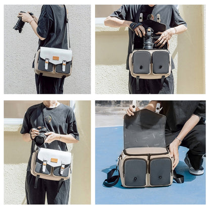 Cwatcun D99 Contrast Color Single Shoulder Camera Bag Outdoor Camera Bag Professional Crossbody Handbag, 25.5 x 10.5 x 18cm Medium, 32.5 x 14.5 x 21.5cm Large