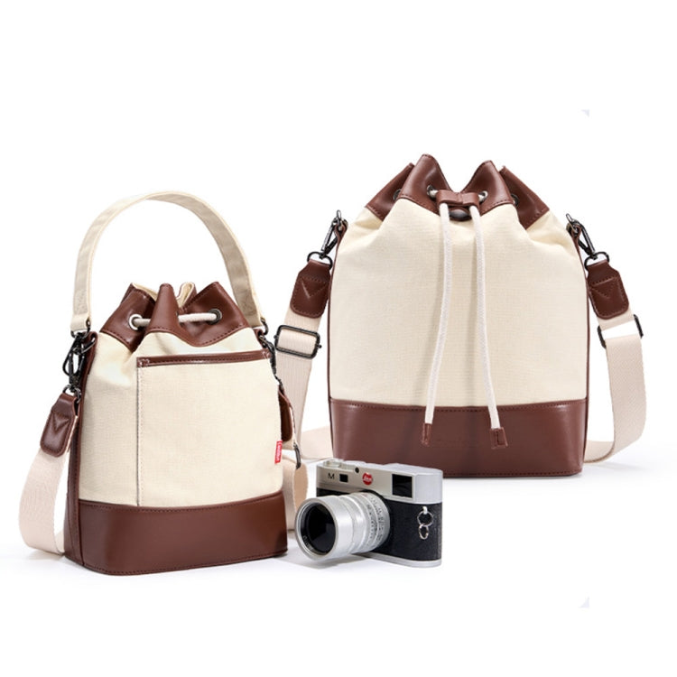 Cwatcun D100 Canvas PU Waterproof Bundle Drawstring Lens Bag Crossbody Camera Bag, 20 x 11 x 26cm, 22 x 12 x 31cm