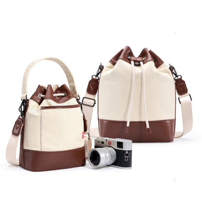 Cwatcun D100 Canvas PU Waterproof Bundle Drawstring Lens Bag Crossbody Camera Bag, 20 x 11 x 26cm, 22 x 12 x 31cm