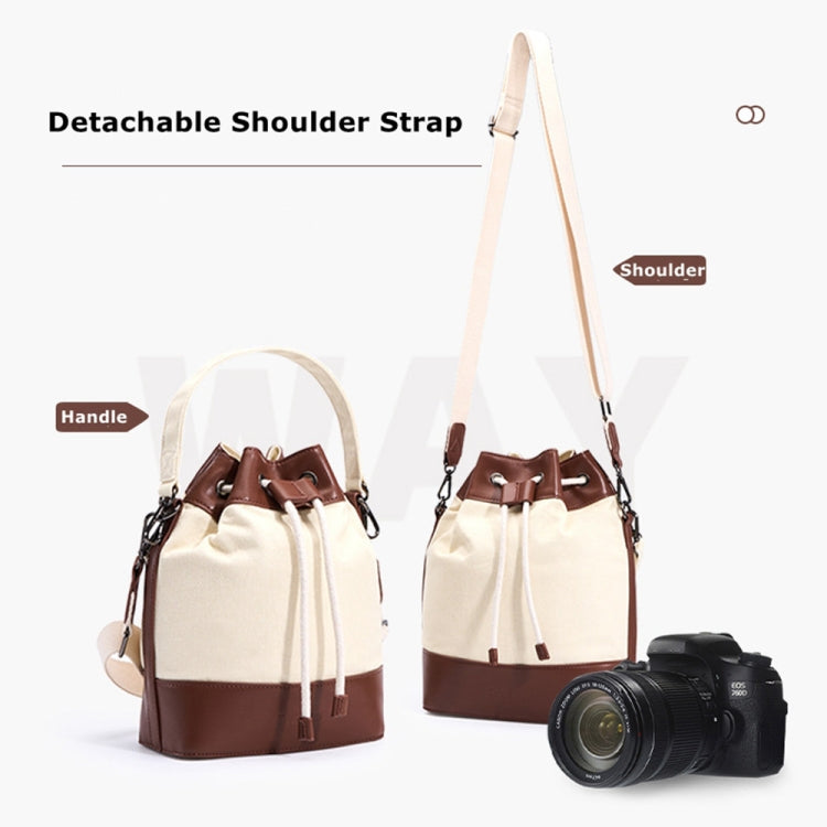 Cwatcun D100 Canvas PU Waterproof Bundle Drawstring Lens Bag Crossbody Camera Bag, 20 x 11 x 26cm, 22 x 12 x 31cm