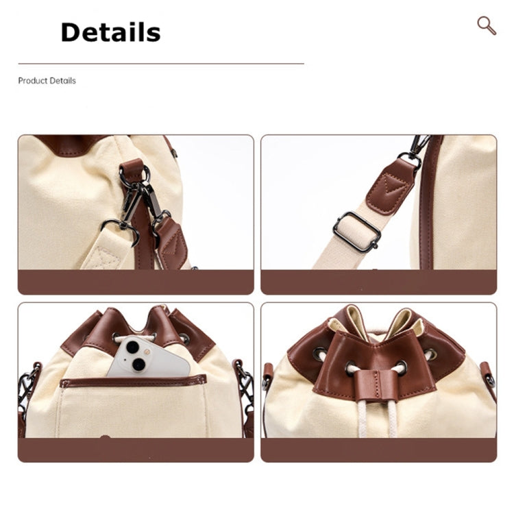 Cwatcun D100 Canvas PU Waterproof Bundle Drawstring Lens Bag Crossbody Camera Bag, 20 x 11 x 26cm, 22 x 12 x 31cm