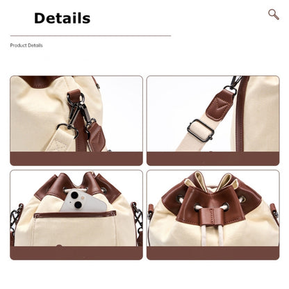 Cwatcun D100 Canvas PU Waterproof Bundle Drawstring Lens Bag Crossbody Camera Bag, 20 x 11 x 26cm, 22 x 12 x 31cm