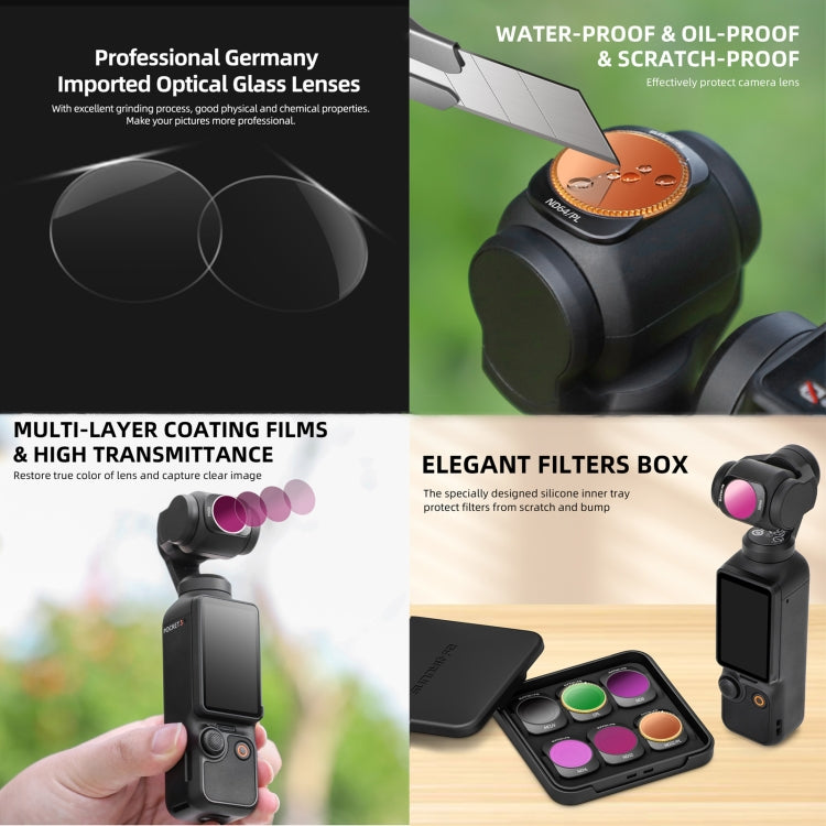 For DJI OSMO Pocket 3 Sunnylife Camera Lens Magnetic Metal Filter, MCUV, ND8, ND16, ND32, ND64, ND256, ND8PL, ND16PL, ND32PL, ND64PL, CPL, 3 in 1 CPL ND8/16, 3 in 1 ND16/64/256, 4 in 1 ND8/16/32/64, 4 in 1 ND8/16/32/64PL, 4 in 1 MCUV CPL ND32/64...
