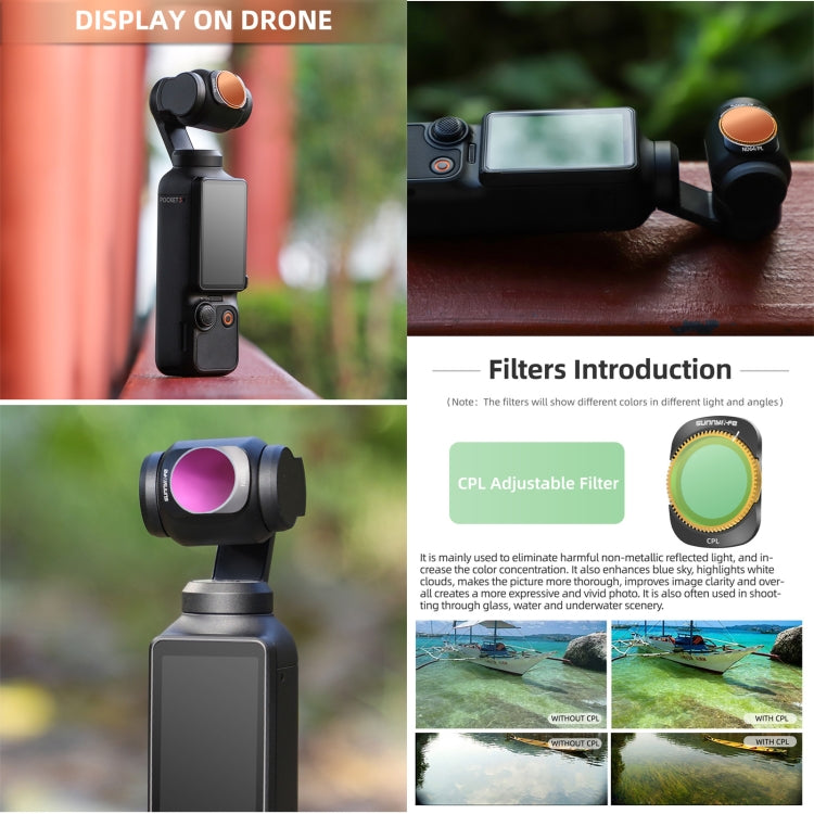 For DJI OSMO Pocket 3 Sunnylife Camera Lens Magnetic Metal Filter, MCUV, ND8, ND16, ND32, ND64, ND256, ND8PL, ND16PL, ND32PL, ND64PL, CPL, 3 in 1 CPL ND8/16, 3 in 1 ND16/64/256, 4 in 1 ND8/16/32/64, 4 in 1 ND8/16/32/64PL, 4 in 1 MCUV CPL ND32/64...