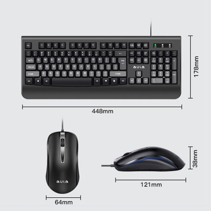 AULA AC106 USB Port Wired Keyboard Mouse Set, AC106