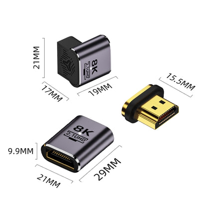 8K 60Hz HDTV to HDTV Magnetic Adapter, Male Straight Female Side Right Bend, Male Straight Female Side Left Bend, 3D Curved Female Vertical Reverse Side, 3D Curved Female Vertical Front Side, Straight
