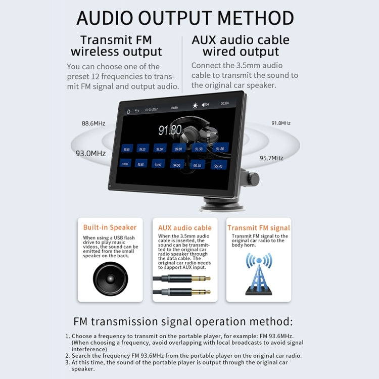 B5305 9 inch Portable Car MP5 Player Support CarPlay / Android Auto, B5305