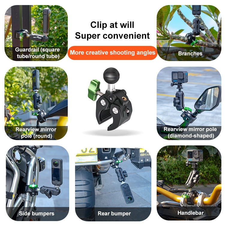 RUIGPRO Crab Clamp Action Camera Bracket, 1/4 Ball Head Mount, 1/4 Ball Head Mount with Rod, 3-claw Ball Head Mount, 3-claw Ball Head Mount with Rod, Dual-Head Crab, Dual-Head Crab with Selfie Stick, 1/4 Ball Head Dual-Head Crab with Selfie Stick...