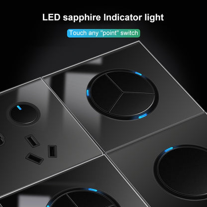 86mm Round LED Tempered Glass Switch Panel, Black Round Glass, One Open Dual Control, Two Billing Control, Two Open Dual Control, Three Billing Control, Three Open Dual Control, Four Billing Control, Four Open Dual Control, One Open Multiple Control