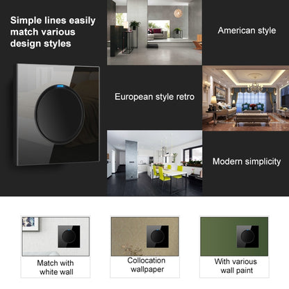 86mm Round LED Tempered Glass Switch Panel, Black Round Glass, One Open Dual Control, Two Billing Control, Two Open Dual Control, Three Billing Control, Three Open Dual Control, Four Billing Control, Four Open Dual Control, One Open Multiple Control