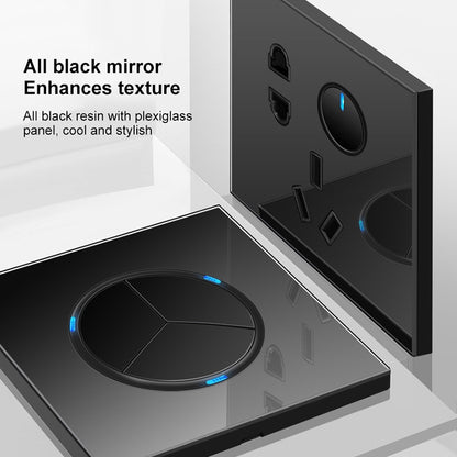 86mm Round LED Tempered Glass Switch Panel, Black Round Glass, One Open Dual Control, Two Billing Control, Two Open Dual Control, Three Billing Control, Three Open Dual Control, Four Billing Control, Four Open Dual Control, One Open Multiple Control