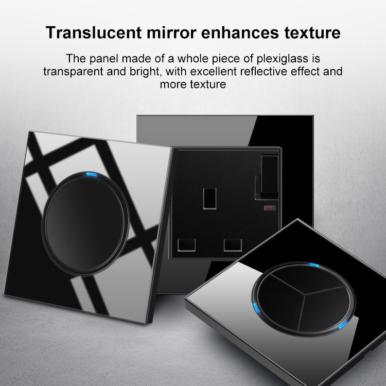 86mm Round LED Tempered Glass Switch Panel, Black Round Glass, One Open Dual Control, Two Billing Control, Two Open Dual Control, Three Billing Control, Three Open Dual Control, Four Billing Control, Four Open Dual Control, One Open Multiple Control