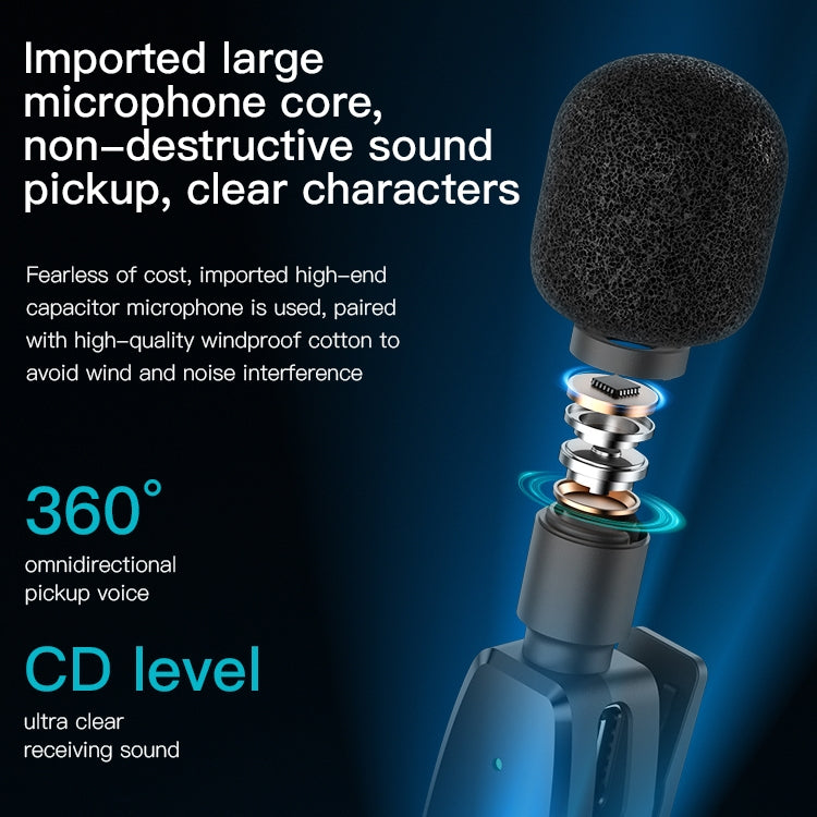 YESIDO KR14 Dual Transmitter Low-latency Wireless Lavalier Microphone with 8 Pin Receiver, KR14