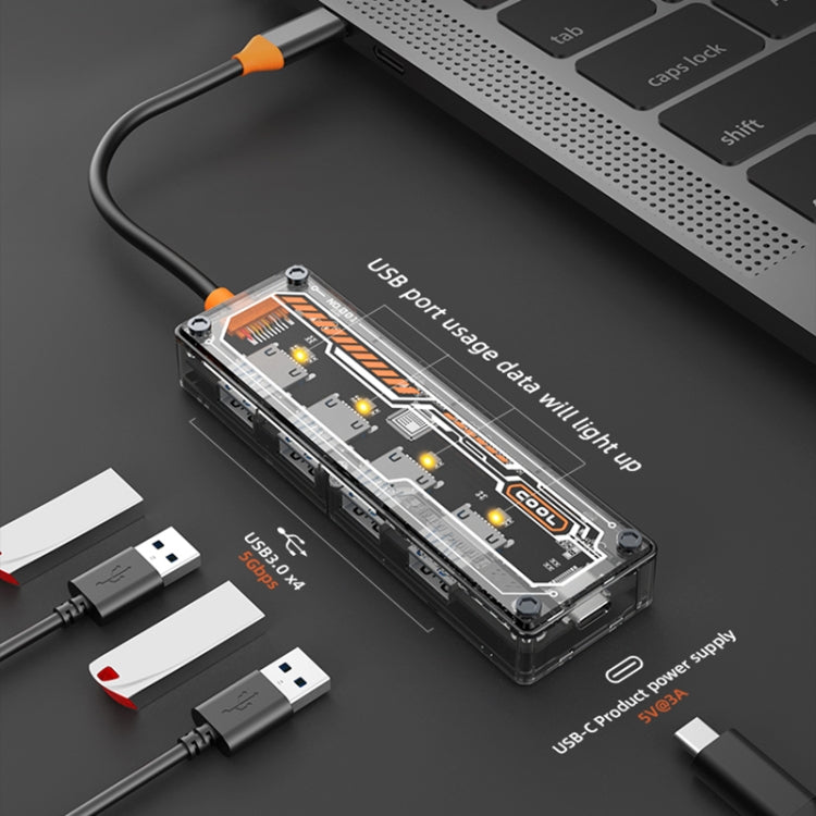 SW4U-C 5 in 1 Type-C to Type-C + 4 x USB3.0 HUB Docking Station, SW4U-C