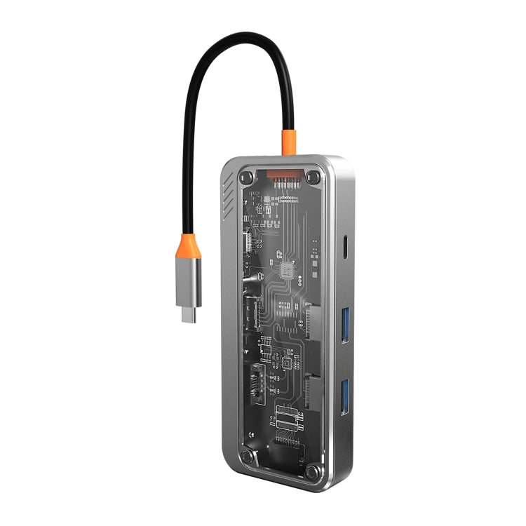 SW8V 8 in 1 Type-C to USB + HDMI + RJ45 + SD/TF HUB Docking Station, SW8V