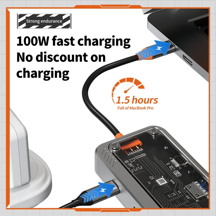 SW8V 8 in 1 Type-C to USB + HDMI + RJ45 + SD/TF HUB Docking Station, SW8V