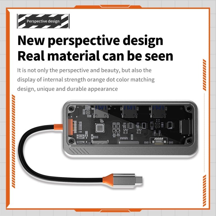 SW10V 10 in 1 Type-C to USB + HDMI + VGA + RJ45 + SD/TF + Audio 3.5 HUB Docking Station, SW10V