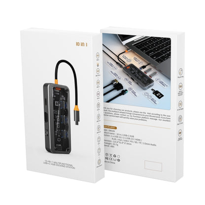 SW10V 10 in 1 Type-C to USB + HDMI + VGA + RJ45 + SD/TF + Audio 3.5 HUB Docking Station, SW10V