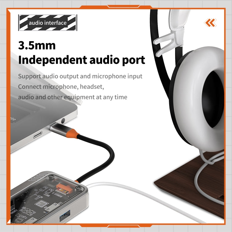 SW10V 10 in 1 Type-C to USB + HDMI + VGA + RJ45 + SD/TF + Audio 3.5 HUB Docking Station, SW10V
