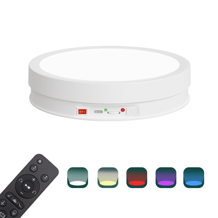 22cm Colorful LED Light Electric Rotating Display Stand Turntable, Power Plug-in, Battery Charging