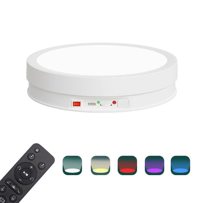 22cm Colorful LED Light Electric Rotating Display Stand Turntable, Power Plug-in, Battery Charging