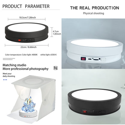 22cm Colorful LED Light Electric Rotating Display Stand Turntable, Power Plug-in, Battery Charging