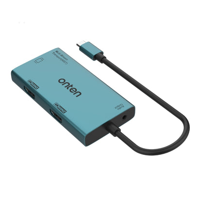 Onten M206 4K 60Hz 4 in 1 Type-C to Dual HDMI + VGA + 3.5mm Video Converter Adapter, M206